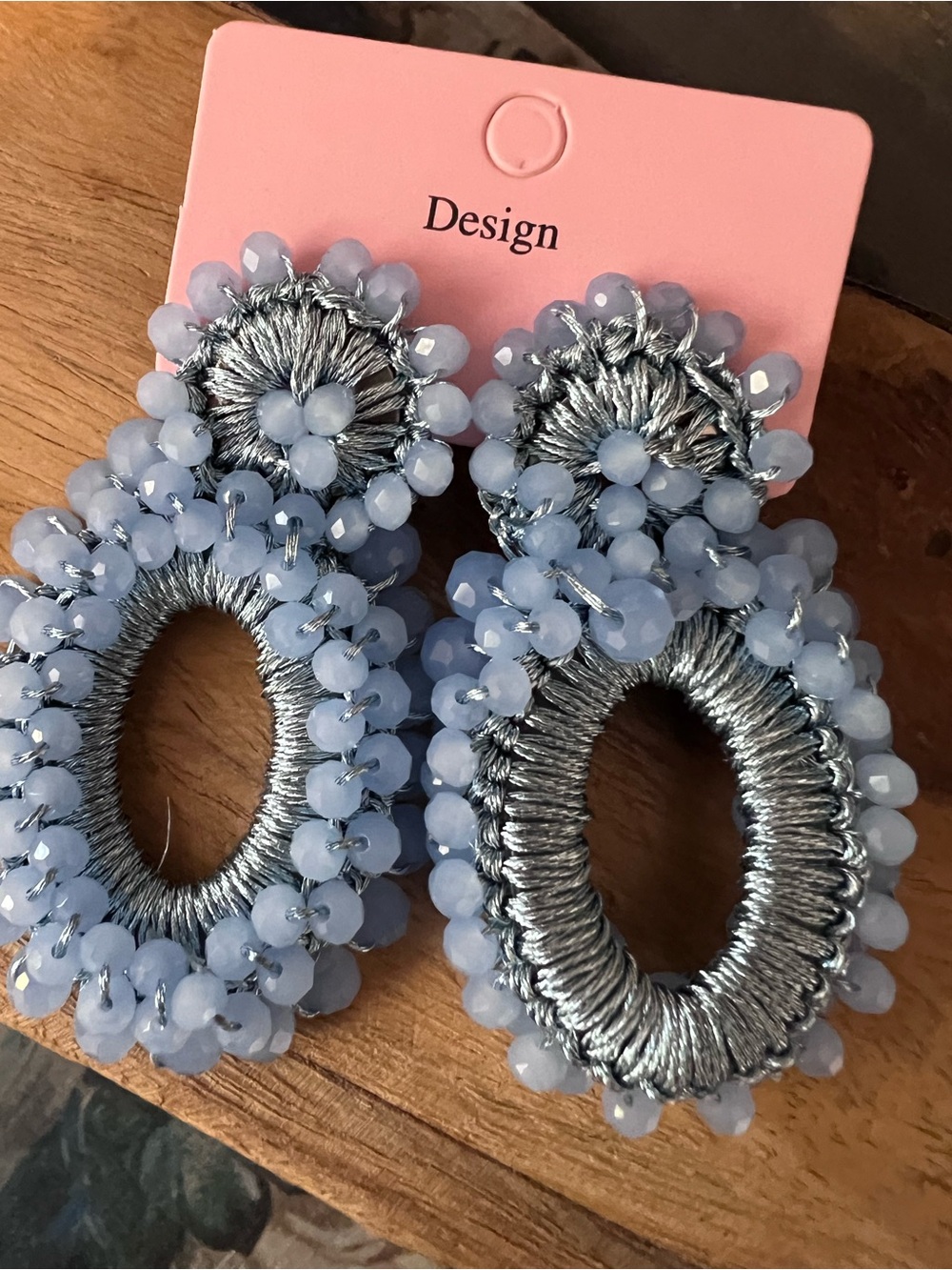 Source Unknown Lavender Beaded Statement Hoop Earrings